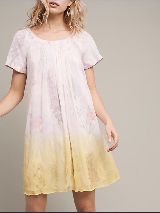 Anthropologie Dresses & Skirts - Anthropologie Pale Purple/Pink to Soft Yellow Dip-Dye Swing Dress